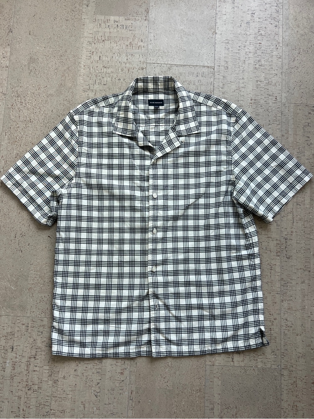 Club Monaco Men's Short-Sleeve Plaid Button-Down Shirt - Cream & Black